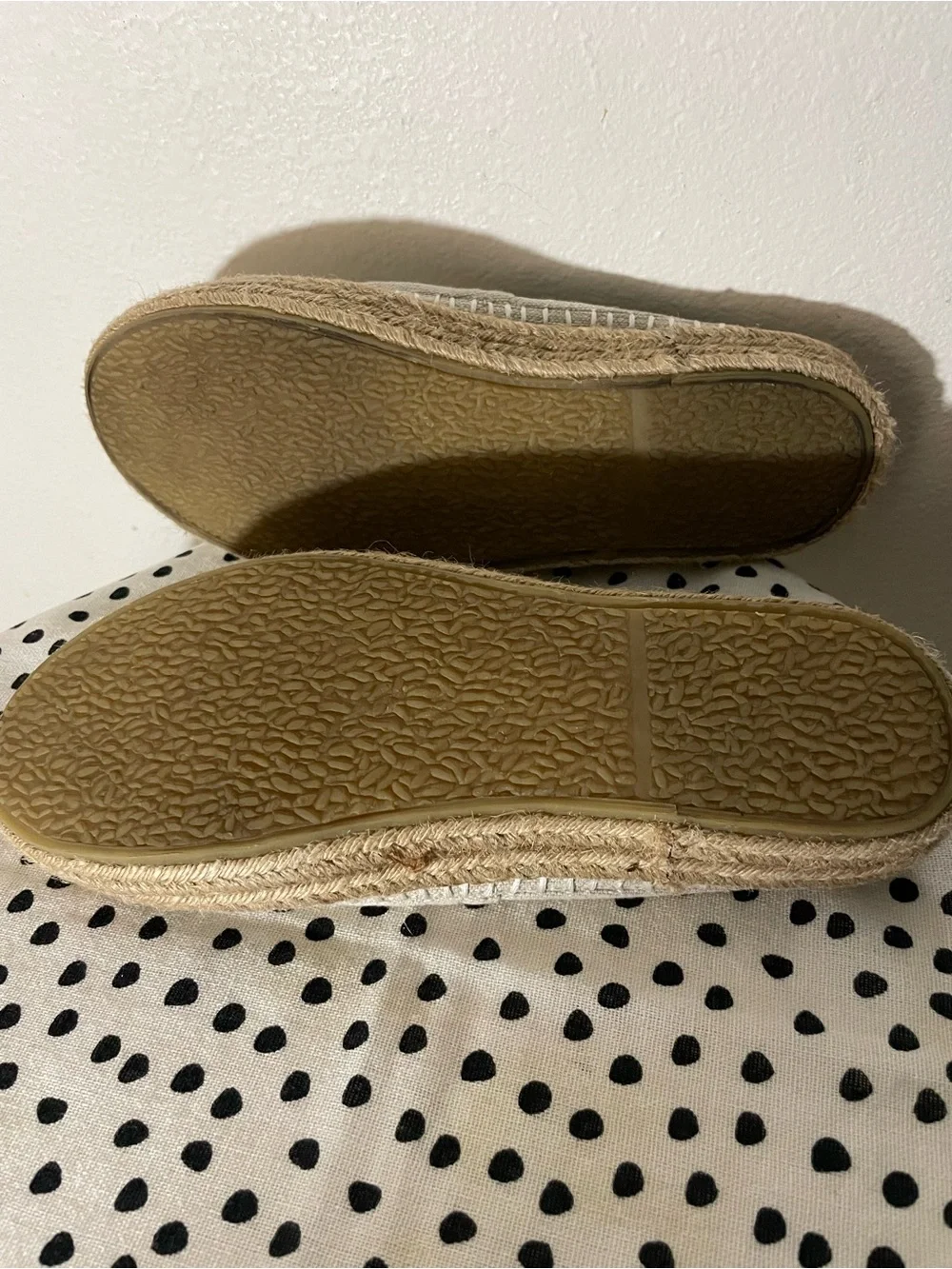 SeaVees Beige Canvas Espadrilles with Teal Insole and Black Heel Tab